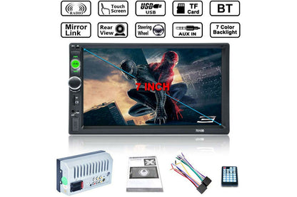 Side angle of car stereo with reverse camera and metal plastic body