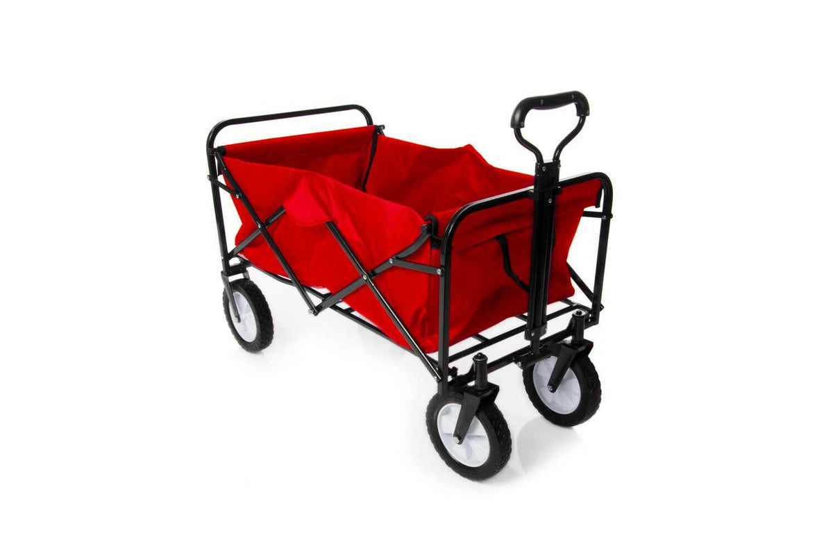 Folded camping trolley cart with compact steel frame for easy storage