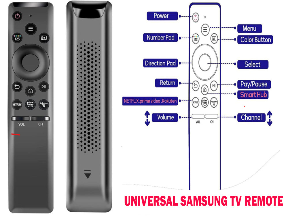 Side view of Samsung Smart TV remote replacement with ergonomic design