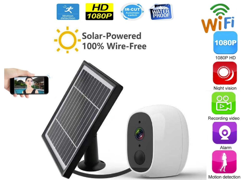 Outdoor waterproof security camera solar CCTV in black colour