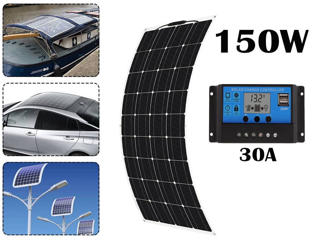 150W 18V Solar Panel Charger Monocrystalline Flexible