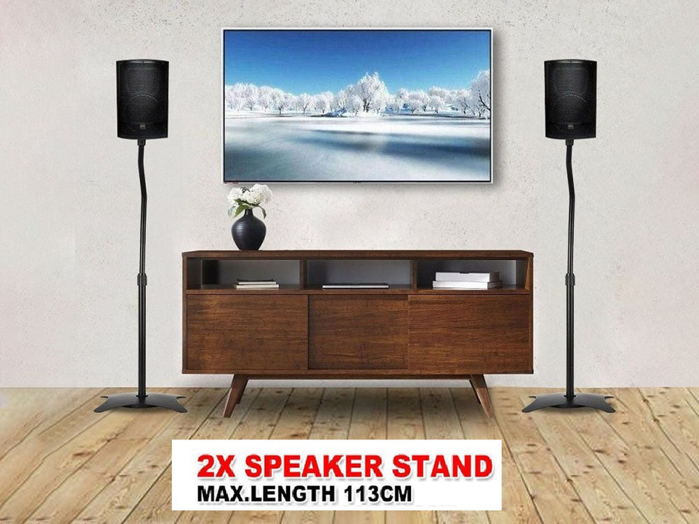 Close up of speaker stand cable management system