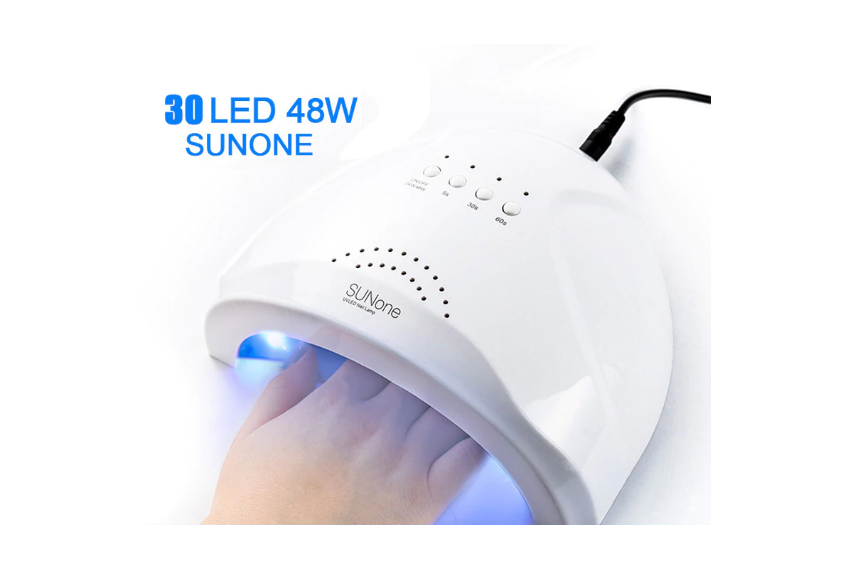 Side angle of Nail Dryer UV Lamp 48W with open curing space