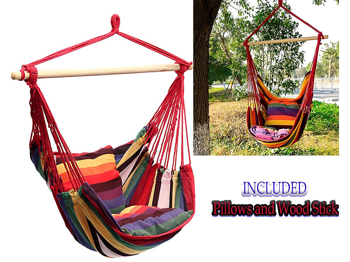 Wooden stick detail on hammock hanging chair for stability