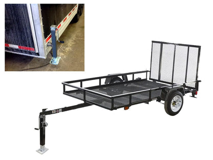 Trailer jack square tube design showing strong steel construction