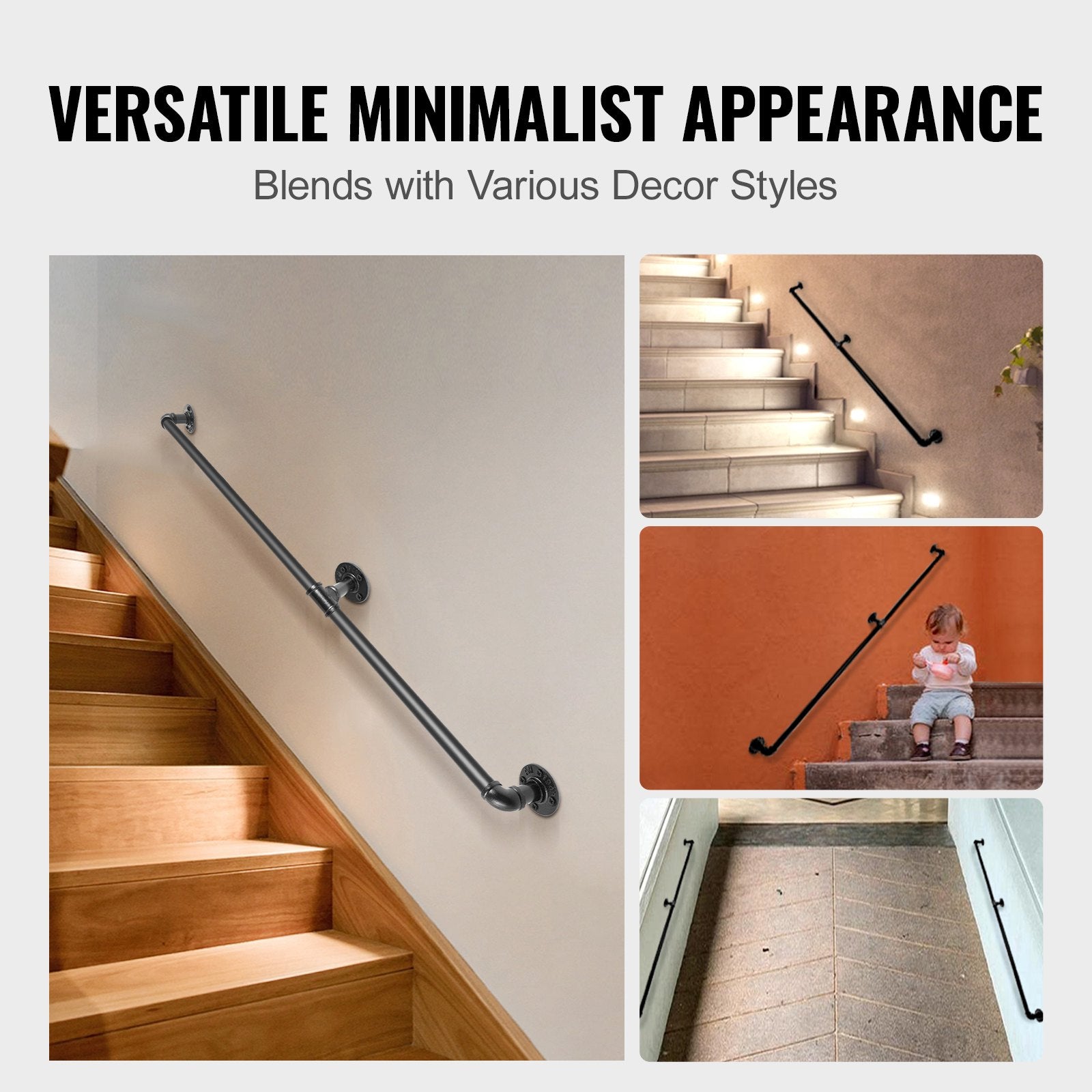 Handrail used as bar counter foot rail in black iron
