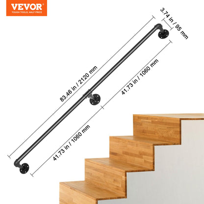 Black matte iron handrail with smooth finish detail