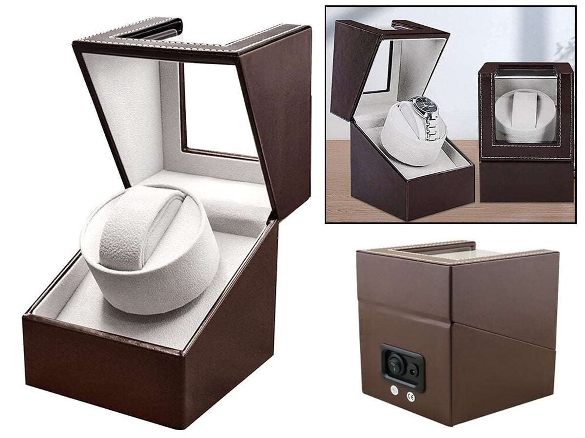 Automatic Quad Watch Winder Wood Display Box Motor Rotation Storage