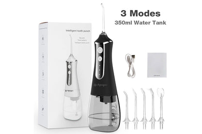 Close up of water flosser cordless teeth cleaner nozzle with 80 degree angle