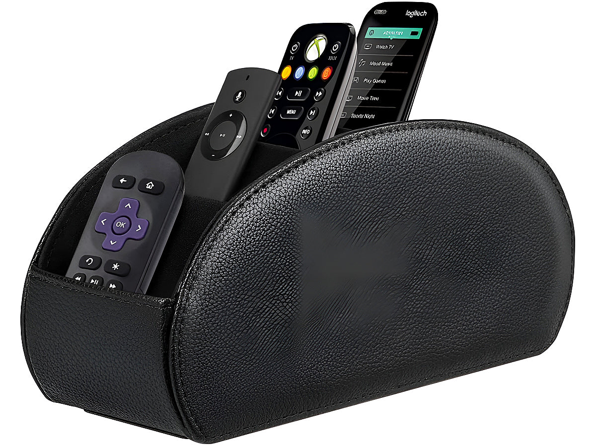 Top view showing five compartments of remote control desk organiser