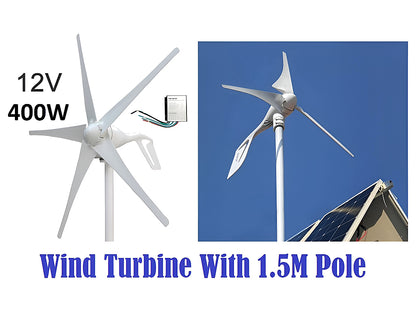 Side view of wind turbine 12V 400W aluminium alloy body