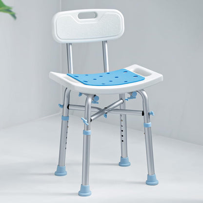 Detachable EVA seat pad on adjustable shower stool