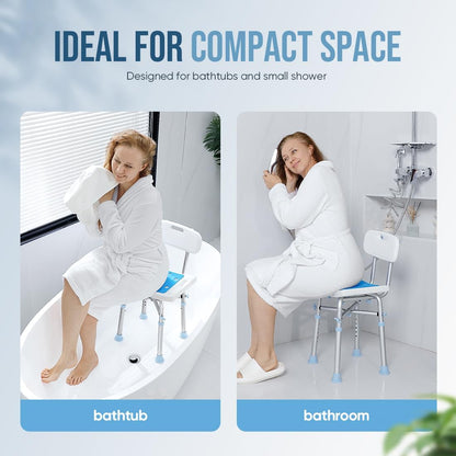 Detachable EVA seat pad on adjustable shower stool