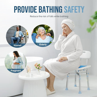 Detachable EVA seat pad on adjustable shower stool