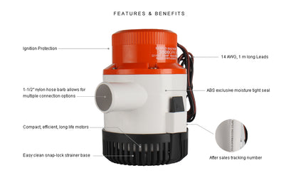 Compact size submersible bilge pump 3500GPH for easy installation
