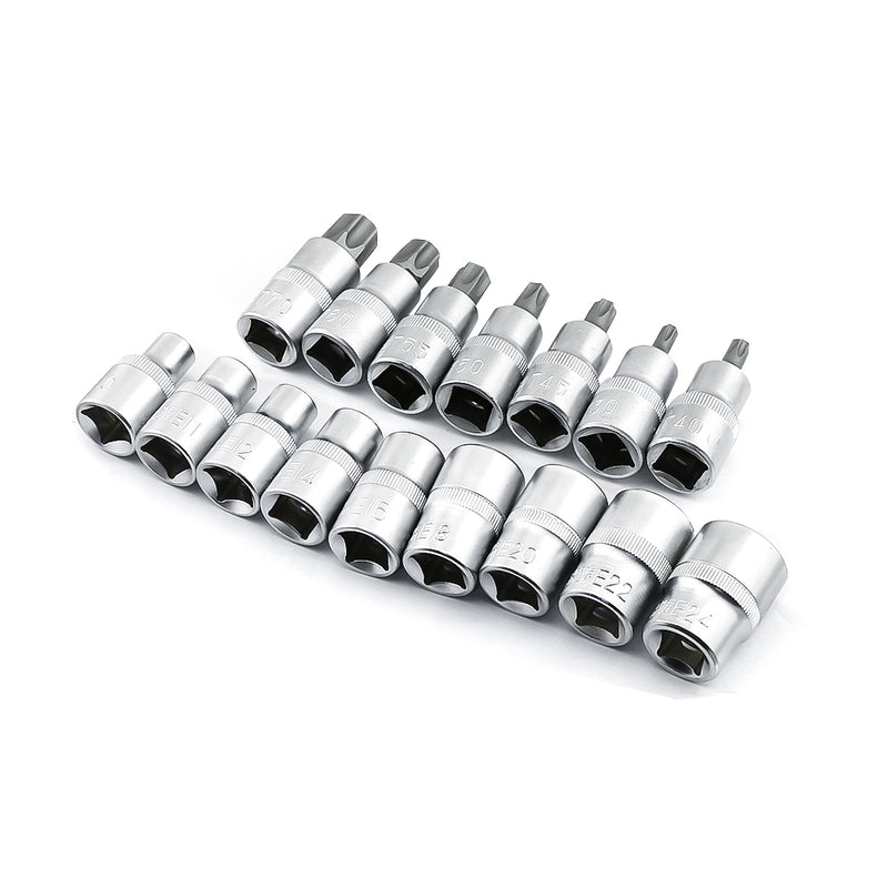 torx and Spline socket set 1/2" 16 pieces