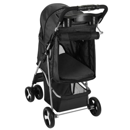 Pet stroller 4 wheels folded compact for storage