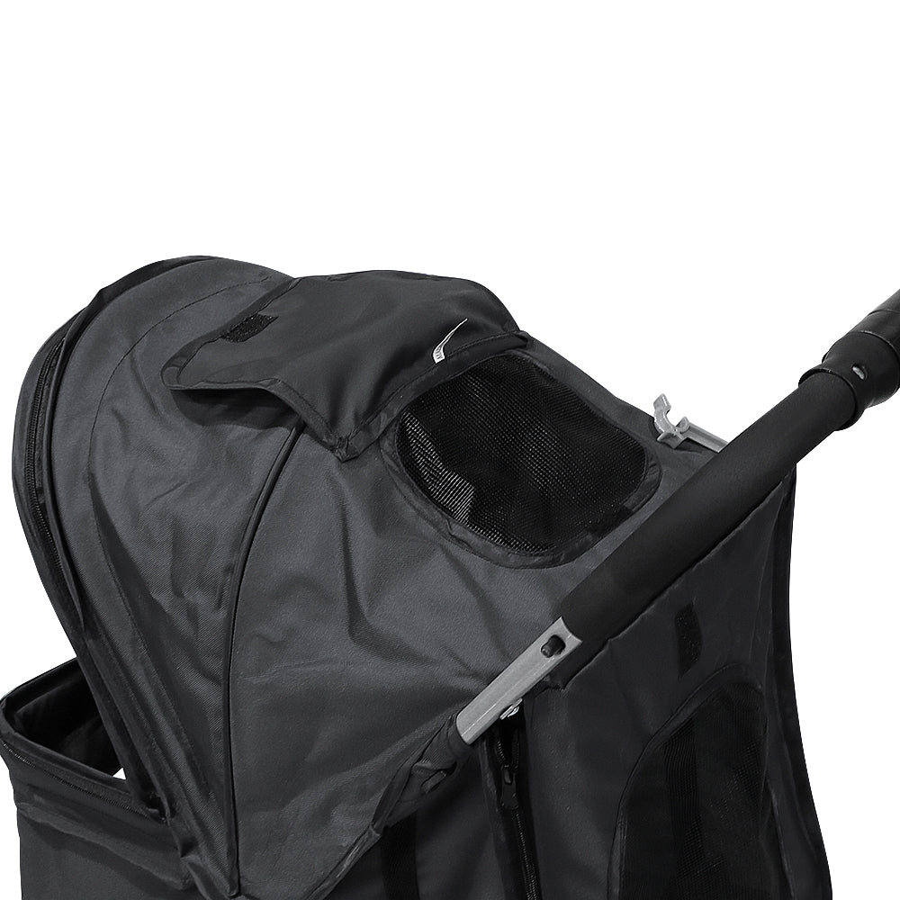 Pet stroller 4 wheels showing spacious interior for small pets