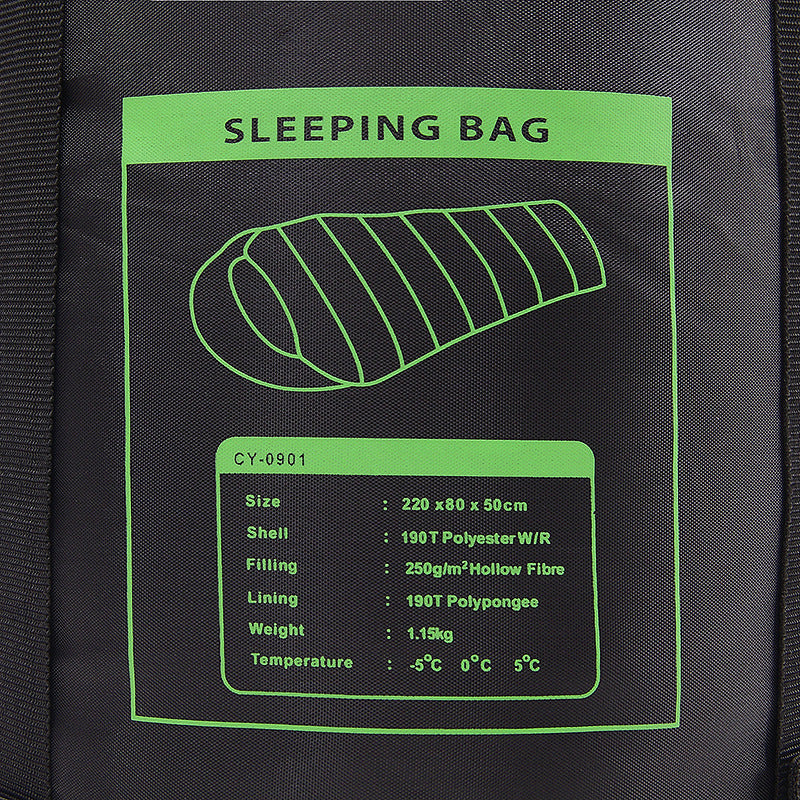 Side view of sleeping bag with special side zip feature