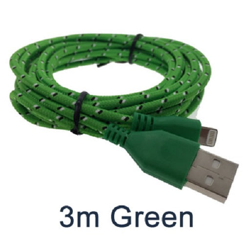 Replacement iPhone Charger Cable 3 Meter Green
