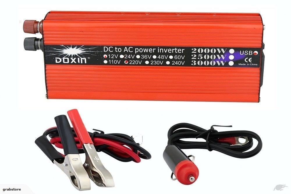 Side view of car power inverter 12V 3000W with cooling fan