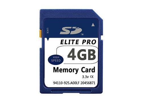 Side angle of Elite Pro SD Card 4GB slim design
