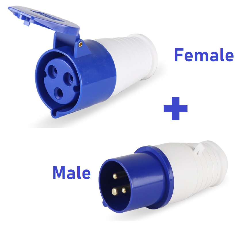 Caravan lead connector plug 16A IP44 Male + Female