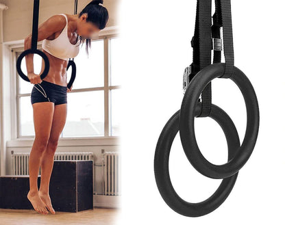 Pair of Olympic gymnastic rings with 14ft long nylon webbing