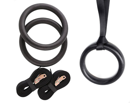 Gymnastic rings used for pull-ups and muscle-up training