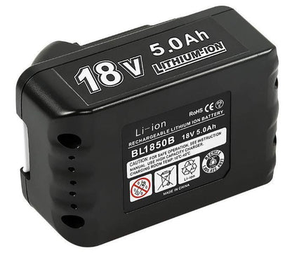 Makita replacement battery held in hand showing size
