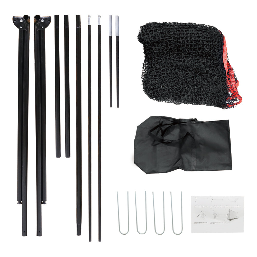 Folded golf practice net packed inside carry bag