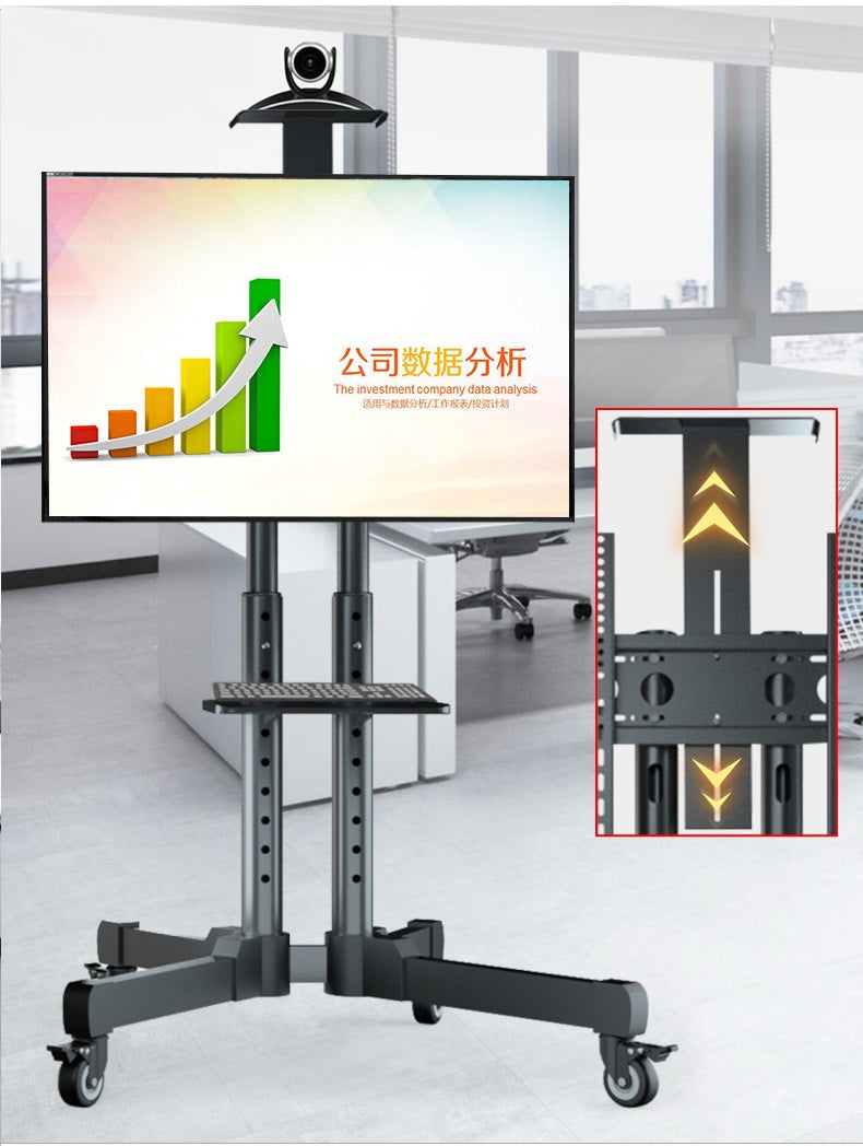 TV stand tilted forward showing adjustable tilt feature