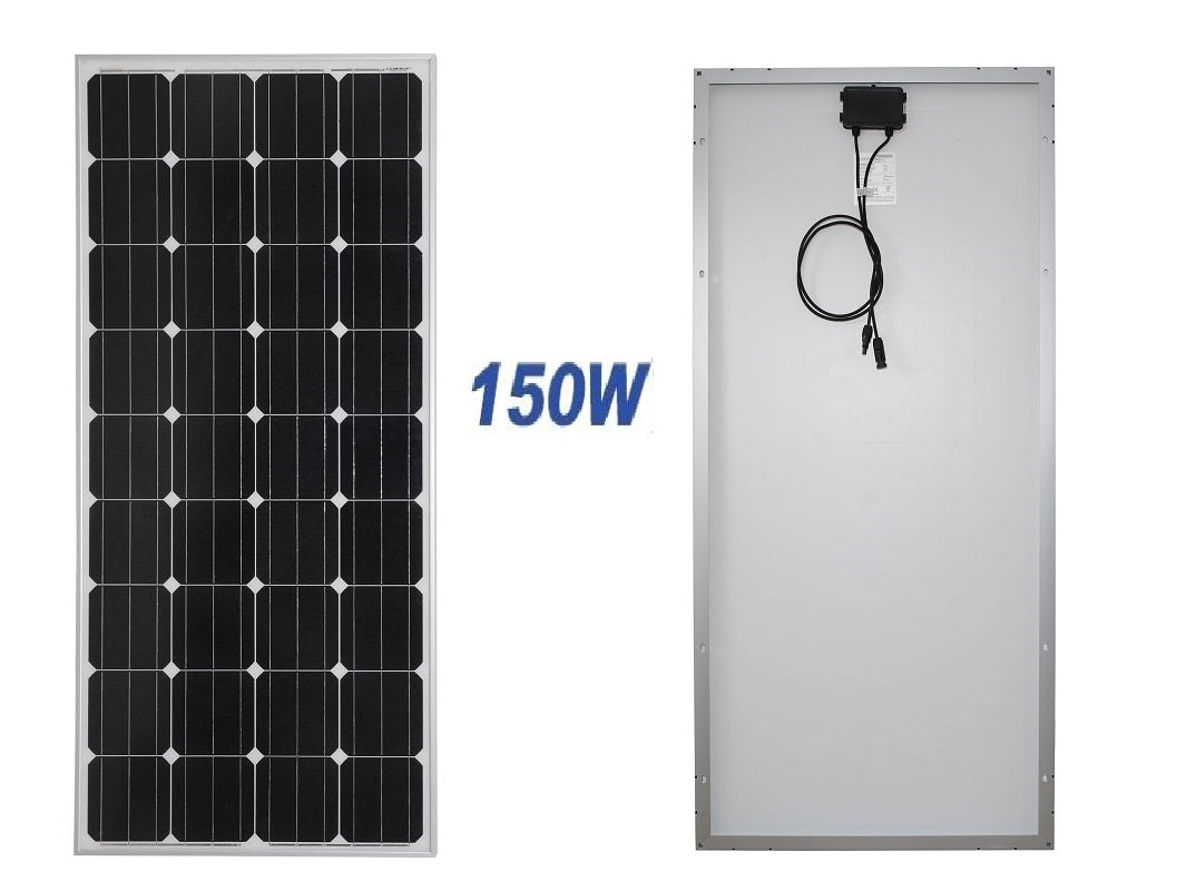 Close-up of toughened glass surface on 150W solar panel