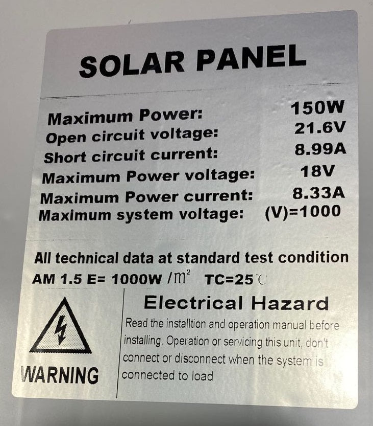 150W solar panel mounted on boat deck