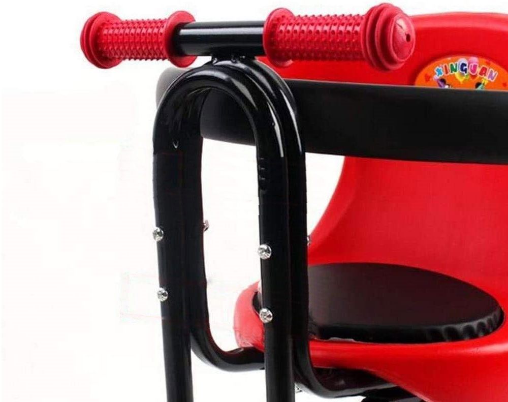 Top view of child bike seat carrier with safety straps