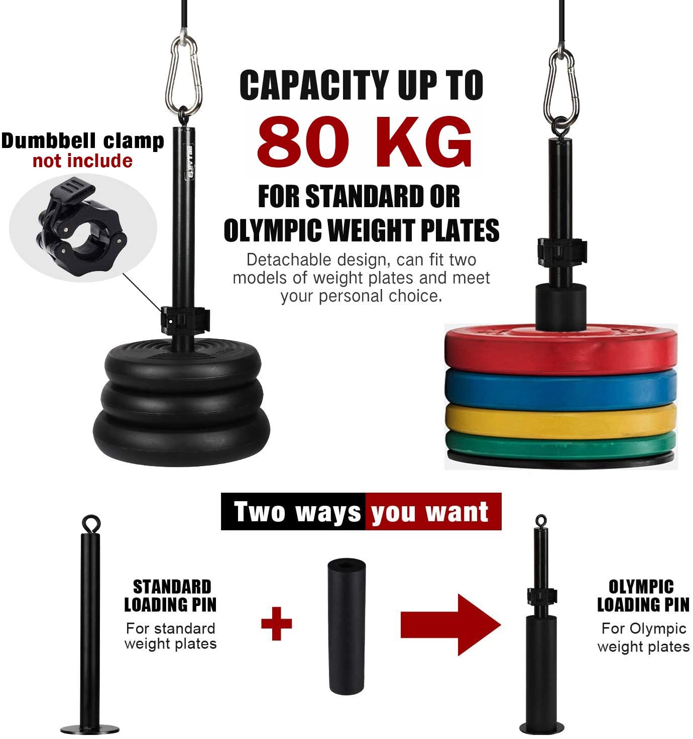 Side view of Fitness Lift Pulley System with steel cable length visible