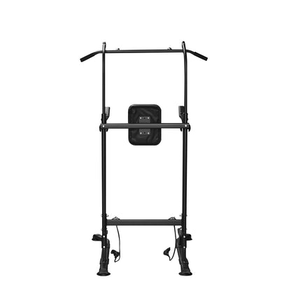 Back view of Power Tower home gym pull up bar with steel pillars