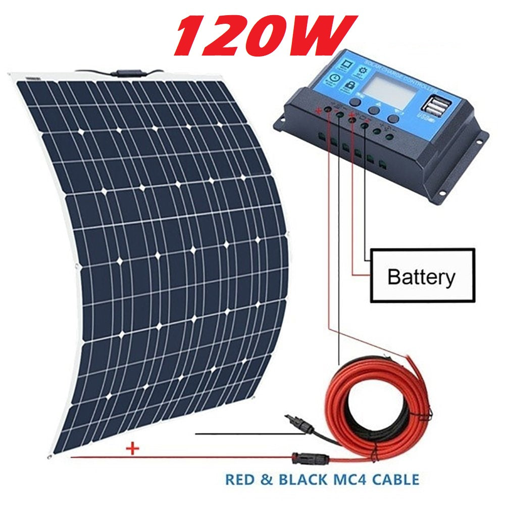 Flexible solar panel 120W lightweight design held by hand