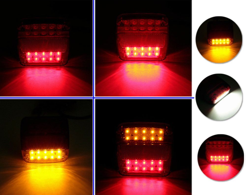 Detail of LED trailer tail lights reflector and number plate light