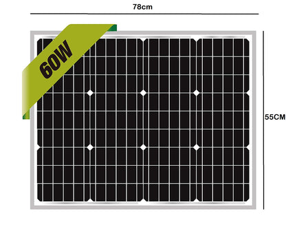 Close-up of tempered glass surface on Solar Panel 60W for motorhome