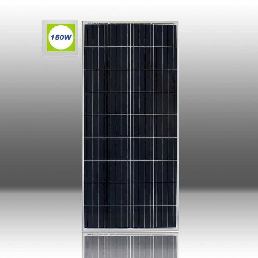 Back view of 150W solar panel with cable connection