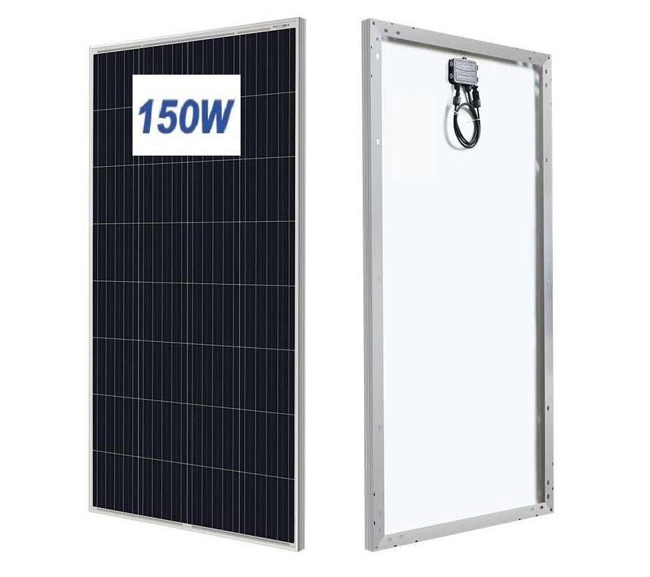 Side angle showing 150W solar panel thickness and frame