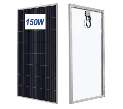 Side angle showing 150W solar panel thickness and frame