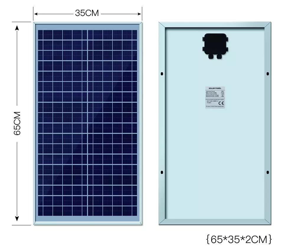 30W solar panel showing anti-reflective toughened glass