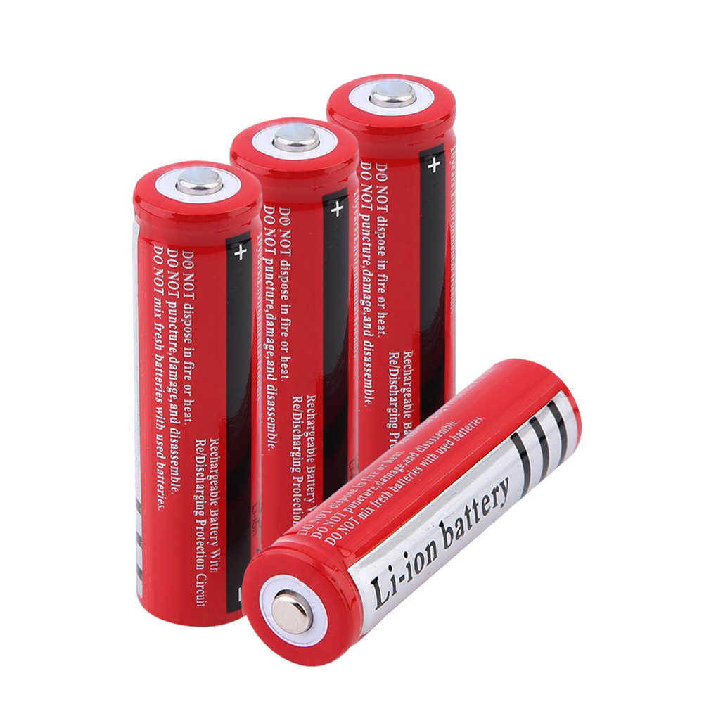 top view of red 18650 battery for LED torch use