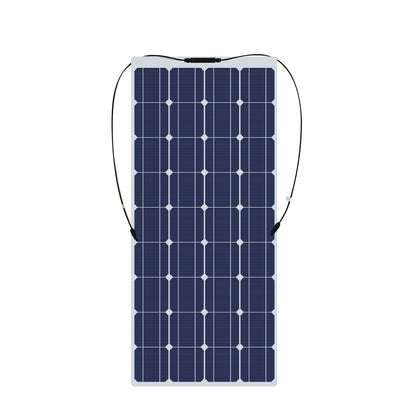 Back view of flexible solar panel 100W showing connectors