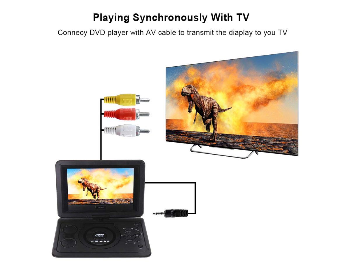 Portable DVD player displaying FM radio function
