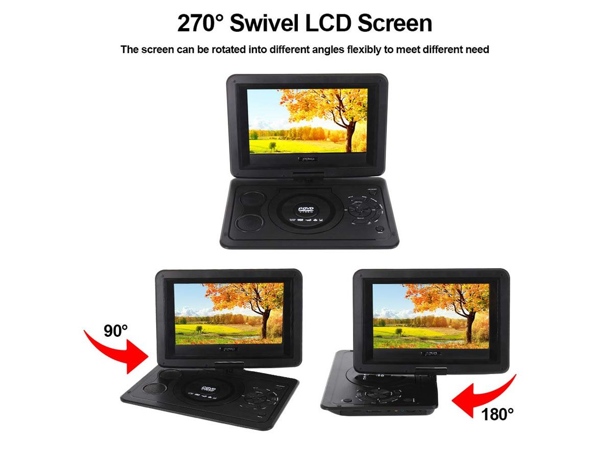 Back of portable DVD player showing AV input and output ports