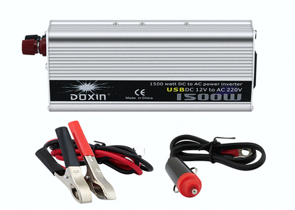 Car power inverter 1500W connected to a laptop inside a car