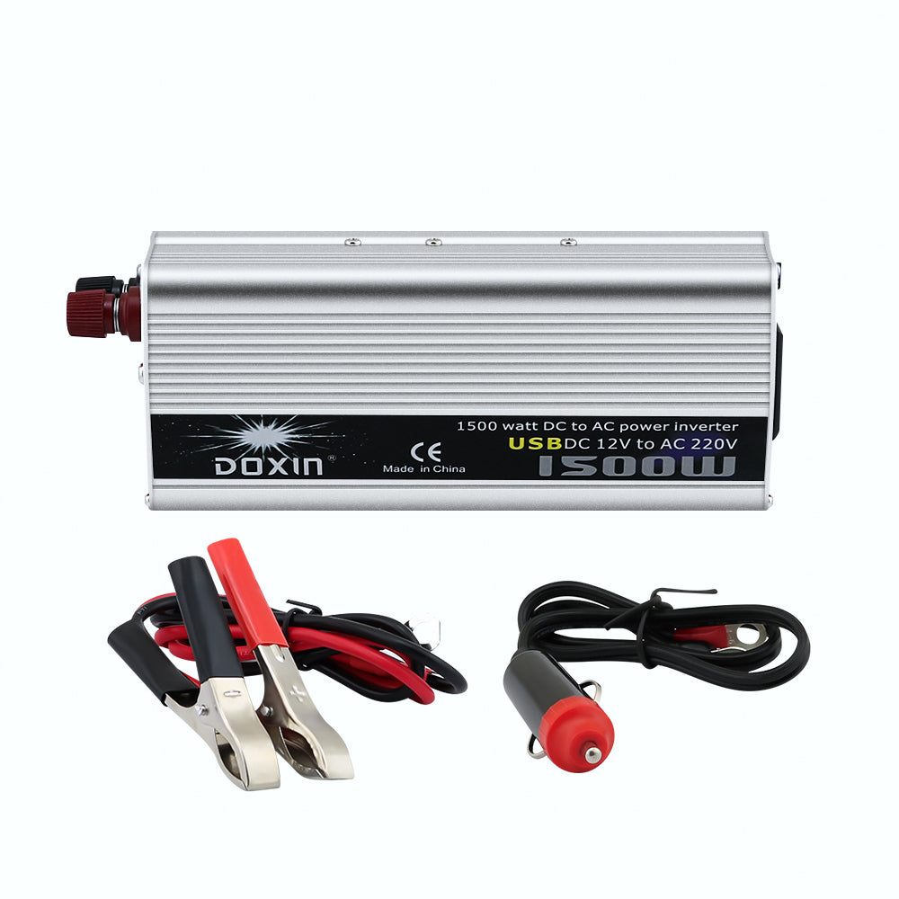 Car power inverter 1500W with battery clip cables attached